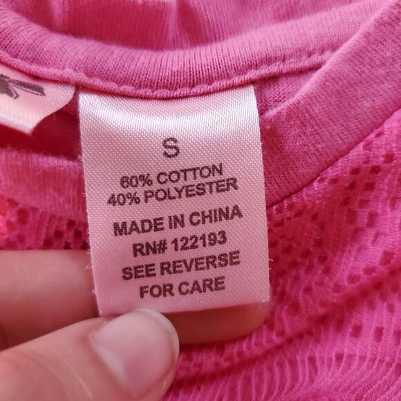 Scooter Brown small girls pink long sleeve tee with lace front - Picture 5 of 6